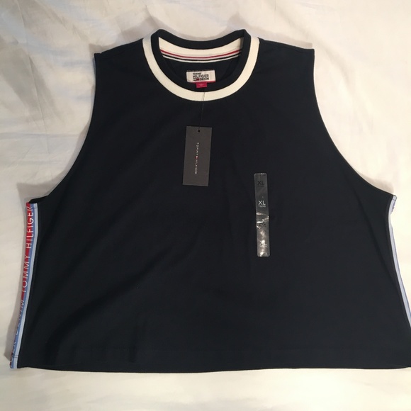 Tommy Hilfiger XL Navy Blue Sleeveless Women's Top - Picture 1 of 3